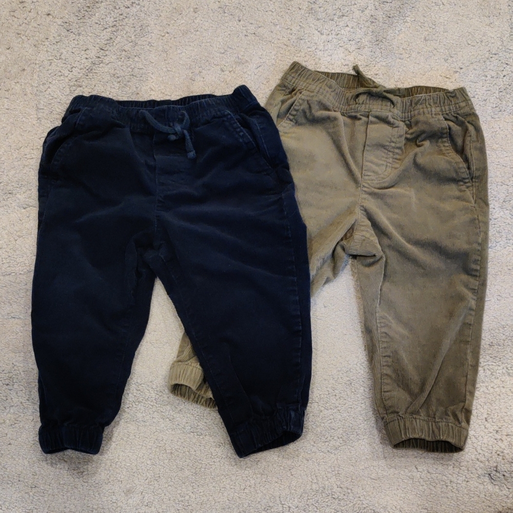 Janie and Jack Navy and Tan Joggers